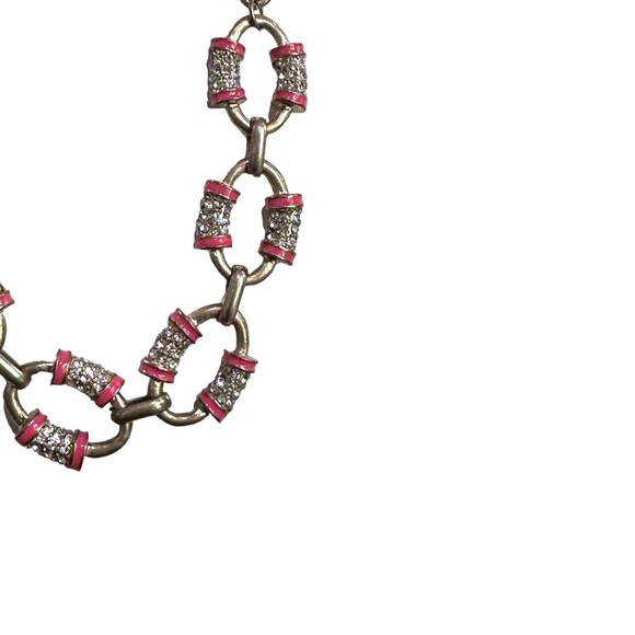 J CREW Orange Enamel & Rhinestone Barrel Chainlink Statement Necklace - Picture 4 of 5